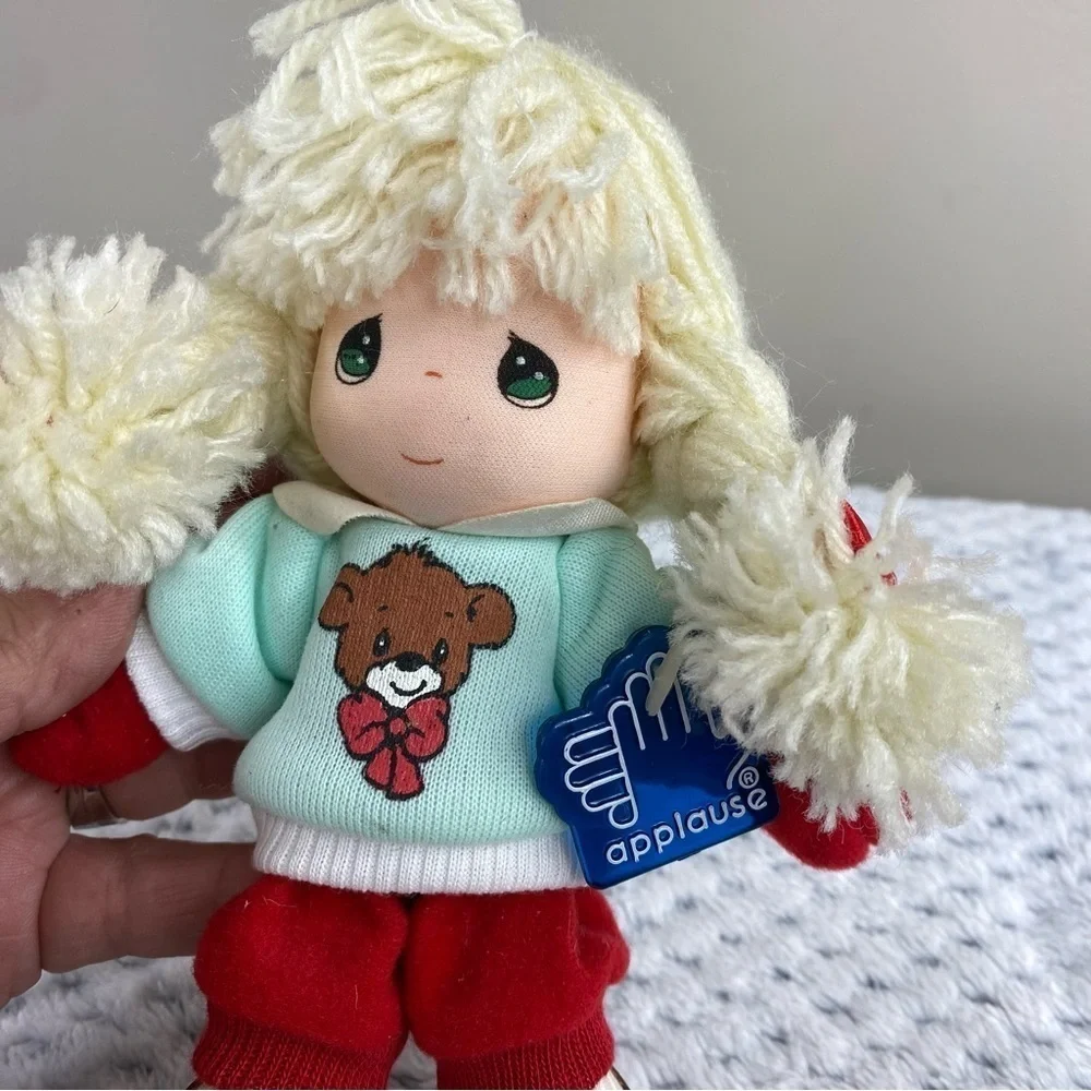 NWT Precious Moments Applause Vintage Stuffed‎ Doll Blond Braids Bear Sweater